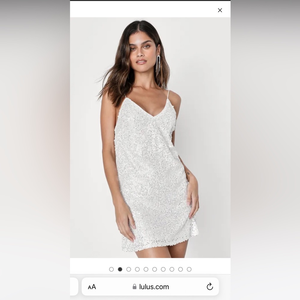 Force of Fashion White Backless Sequin Mini Dress